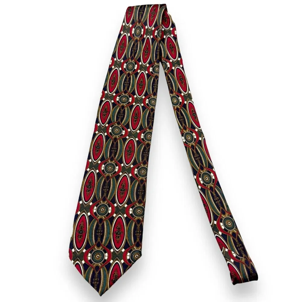 Tutto Matto Mens‎ Silk Dress Tie Made in Italy Oval Geometric Pattern 56 3.75